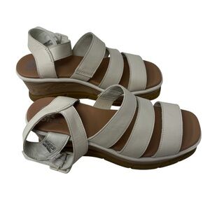 Sorel Ankle Strap Platform Wedge Sandal Cream Joanie III. Size 9 1/2